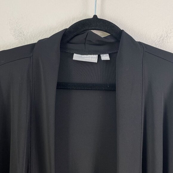 Susan Graver Womens Plus 1X Premier Black Open Front Cardigan Stretch Pockets - Picture 8 of 10